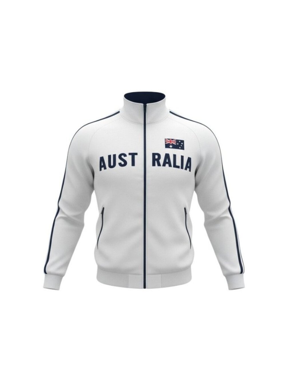 Australia White Full-Zip Jacket Flag & Text Design - XL - Mens Sportswear